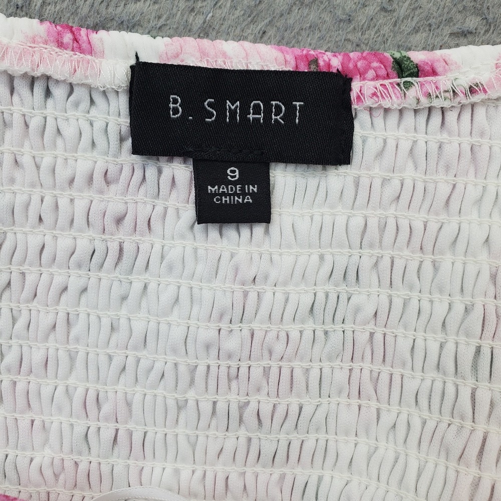 B. Smart Mini Dress Womens 9 Multi Floral Tie Back Puff Sleeve Sweetheart Neck - Picture 3 of 14